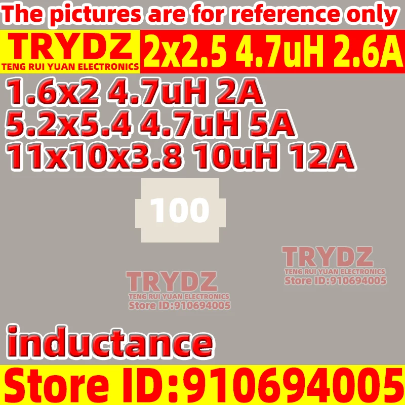 10-5pcs New 2x2.5 4.7uH 2.6A / 1.6x2 4.7uH 2A / 5.2x5.4 4.7uH 5A / 11x10x3.8 10uH 12A Surface mounted inductor power inductor
