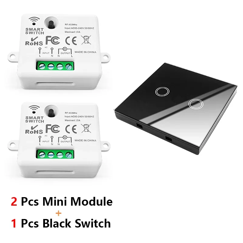 Diese 86 Schalttafel EIN/AUS-Touch-Schalter Drahtloser Lichtschalter 433 MHz Fernbedienung, AC 85 V ~ 240 V 10 A Unterbrecher für Beleuchtung