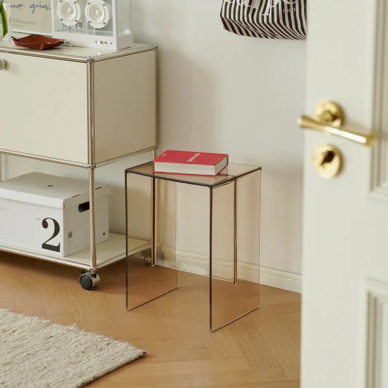 

Nordic creative acrylic home shoe changing stool modern simple small apartment sofa transparent edge designer corner