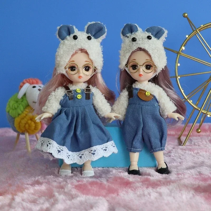 16cm DIY Dress Up Doll Toys 1/12 BJD Doll Movable 13 Joints Cute Sweet Face  for Kids Gift with Clothes Shoes Girl Princess Doll