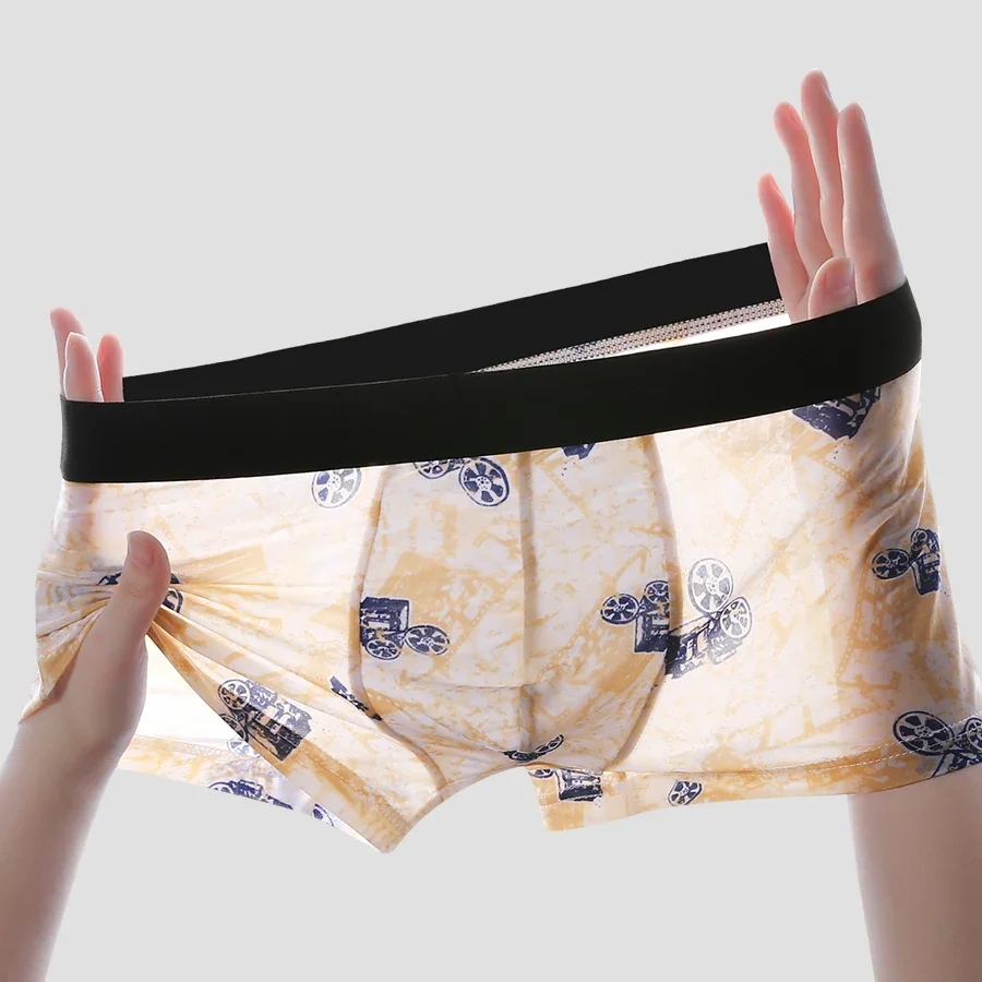 3 шт., мужское нижнее белье, плоские трусы из ледяного шелка, ультратонкие летние дышащие индивидуальные трендовые летние боксеры