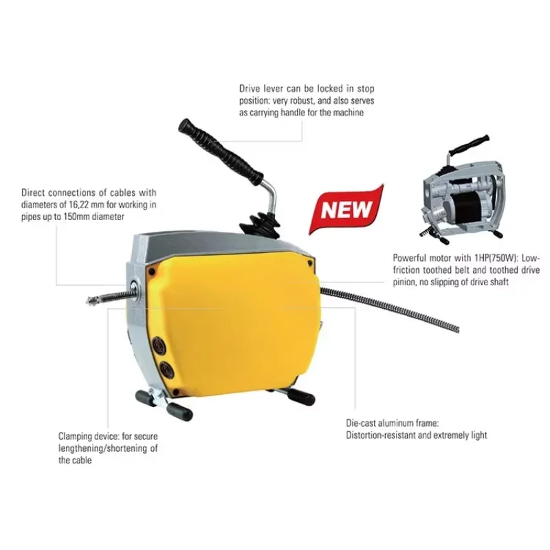 Hot Sale 370W  Sewer Cleaning Machine for Africa 50 Mm-200 mm Drain Lines Pipe Cleaner for Pipe Cleaning Machine