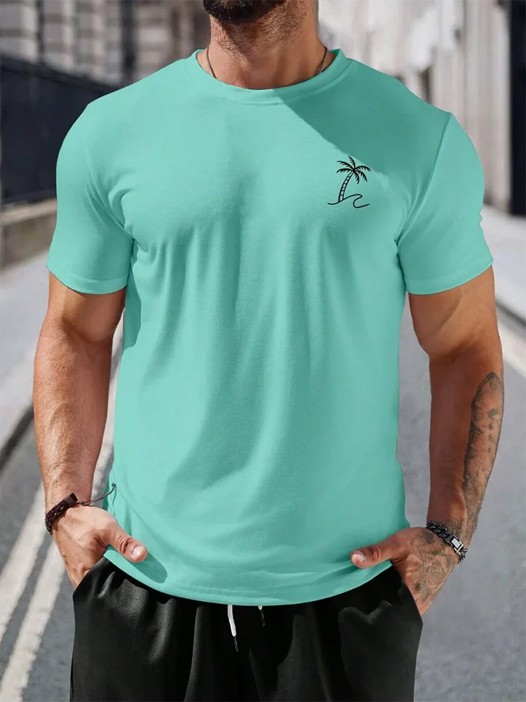 

Men's Palm Print Crew-neck T-shirt Summer Everyday Street Fashion Men's Casual T-shirt Outdoor Sports Men's Short-sleeved Top