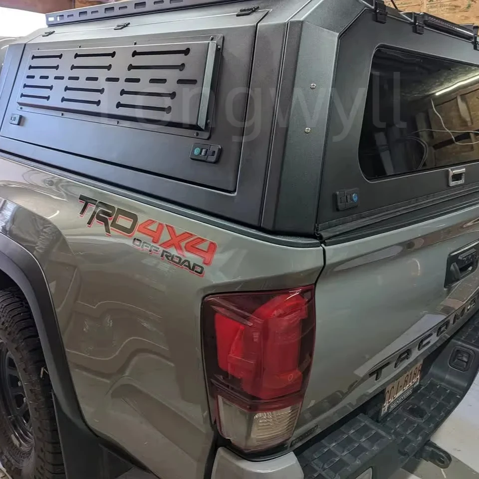 

Toyota Tacoma Truck Cap with Roof Racks Lockable Truck Topper with LED Lighting