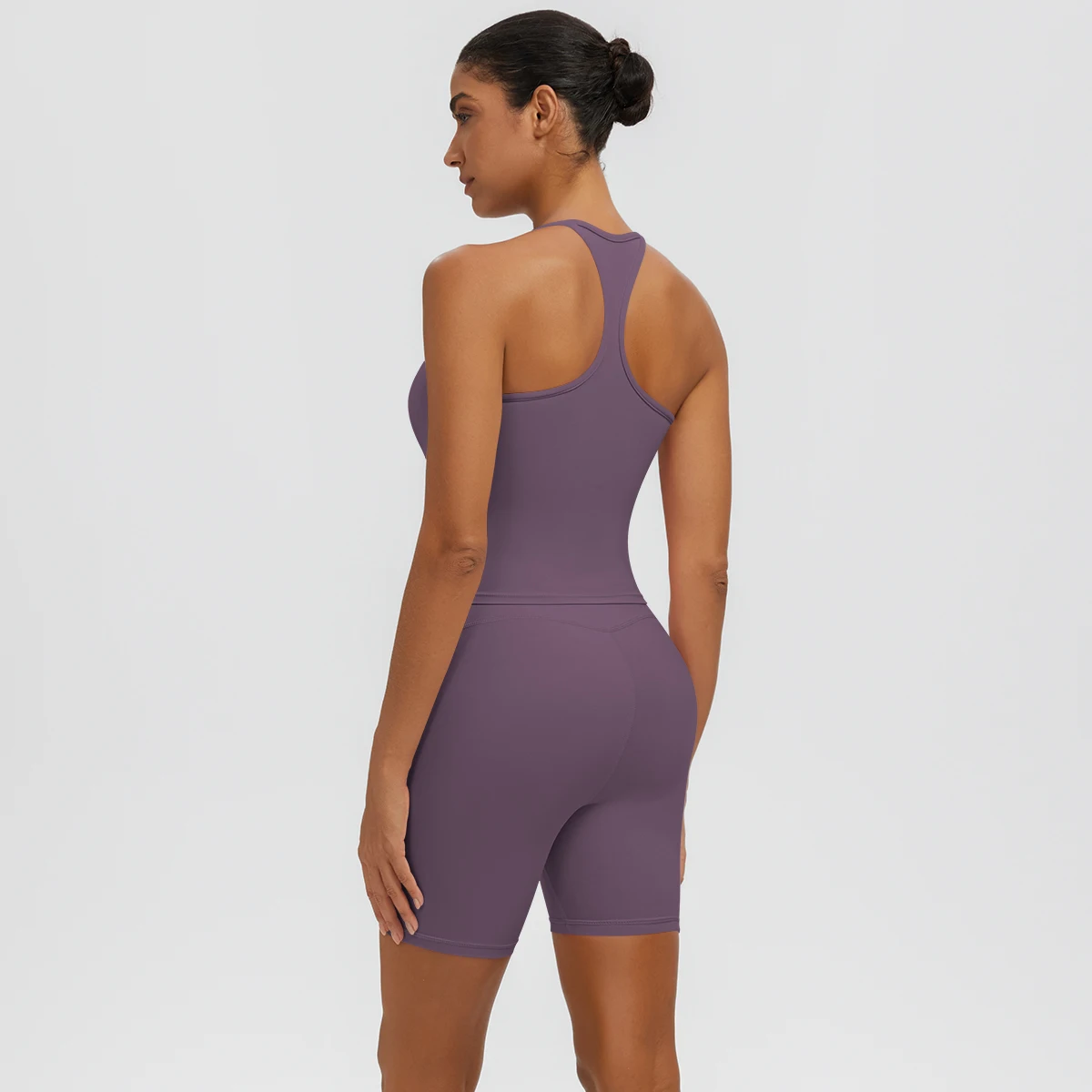 2PCS Summer Yoga Suit for Woman Sexy Thin Shoulder Straps Vest Backless I-shaped Vest Solid Color Quick-Dry Push Up Yoga Shorts