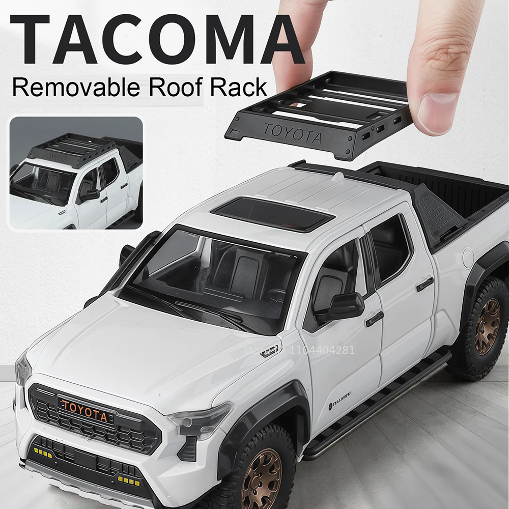 Tacoma Tundra de aleación fundida 1:24, modelos de juguetes en miniatura, coche, absorción de impacto, sonido, luz, vehículos extraíbles, coleccionismo, regalos de Hobby