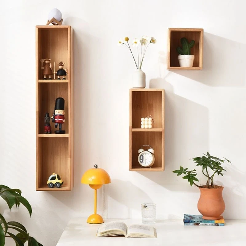 European-style imported rubber wood wall-mounted rack, storage rack, wall storage combination display cabinet, whole house