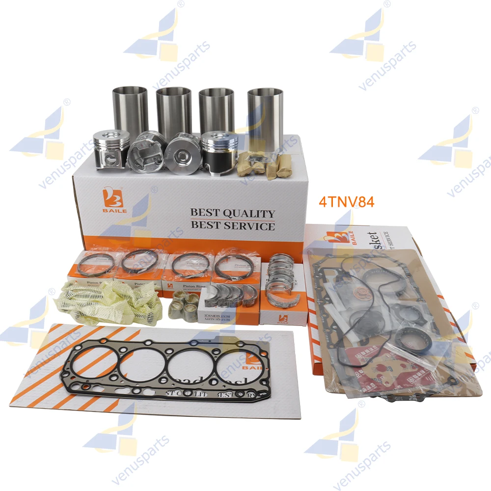 

4TNV84 Overhaul Rebuild Kit for Yanmar Piston Ring Cylinder Liner Full Gasket Set Engine Parts STD 84*2+2+4mm