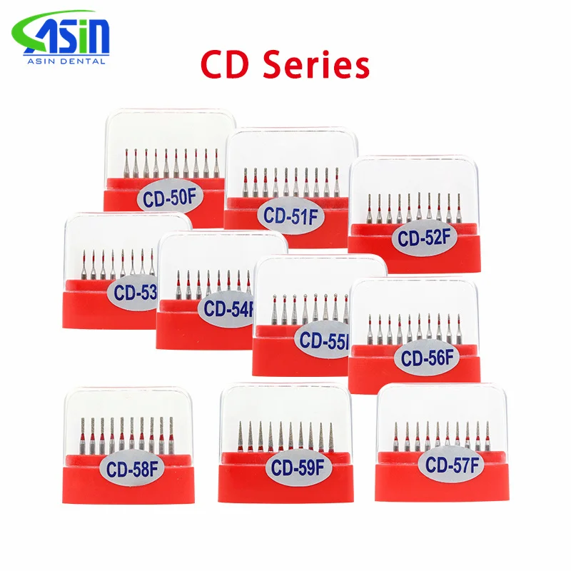 100pcs/box 1.6mm Dental Diamond Burs Set Drills High Speed Handpiece Polishing Smoothing Kit CD-50F