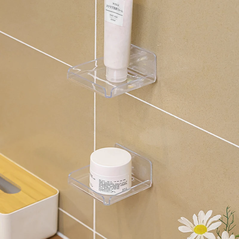 1/2pcs Wall Shelves Acrylic Floating Shelves Small Clear Shelf Display Ledges Adhesive Hanging Shelves for Smart Speaker Action