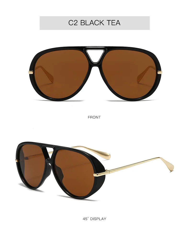 Neue Modische Grüne Leopardenmuster Ovale Sonnenbrille für Damen Vintage Übergroße Legierung Farbverlauf Sonnenbrillen Damen Fahrbrillen – Detail 9