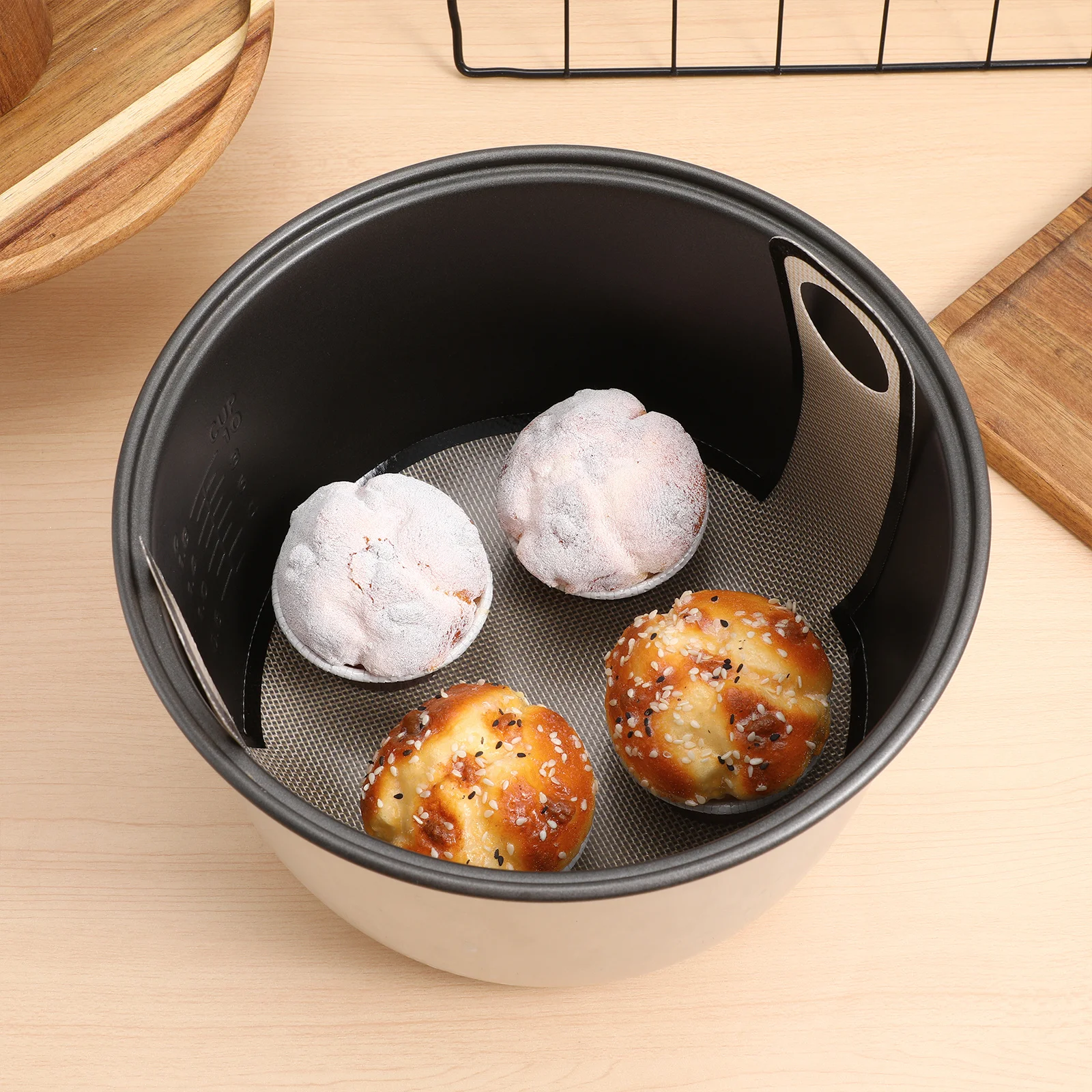 

1pc Bread Baking Brown Multi-Function Long Handle Dough Rolling Mat Easy Clean Non-Stick Heat Resistant Kneading Cushion Glass