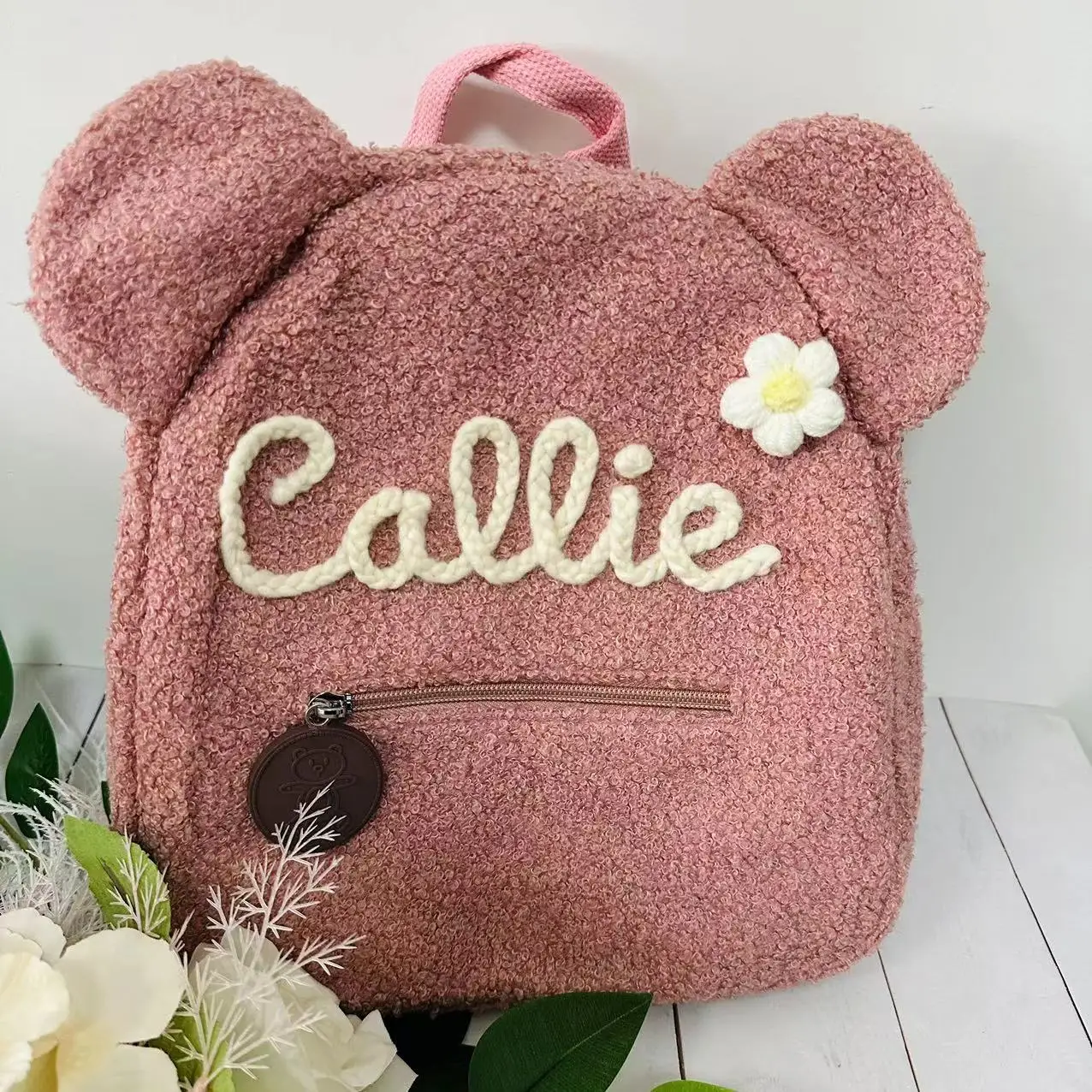 Mochila de oso de peluche personalizada para niños, mochila con nombre personalizado, bolsa de oso de peluche para niños