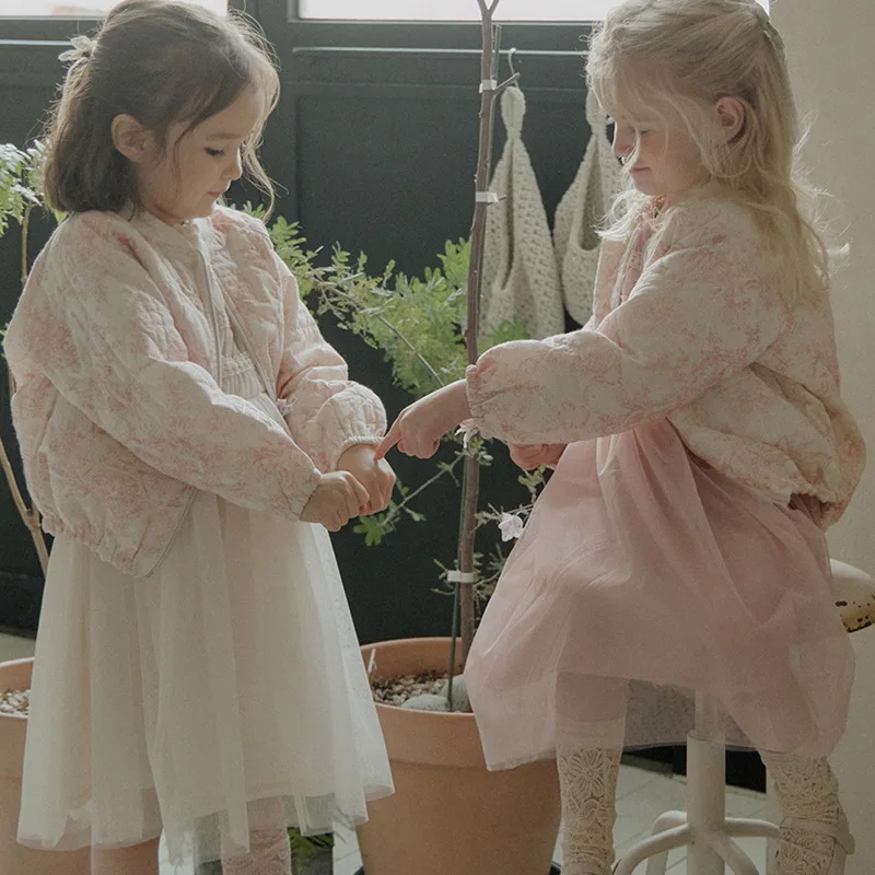 Children Clothing Girls Dress Spring 2024 New Fashionable Korean Style Girls Solid Color Lace Princess Long-sleeved Sweet Dress