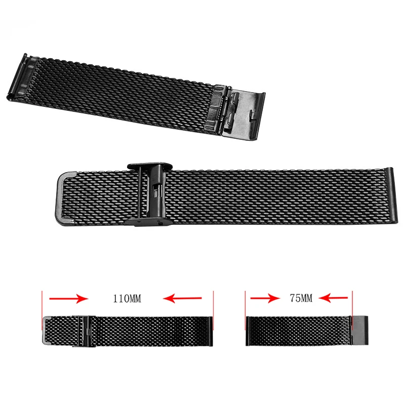 16mm 18mm 20mm 22mm 24mm Universal Stainless Steel Watch Band Metal Mesh Strap WristBand Bracelet Replacement Milanese Watchband image 6