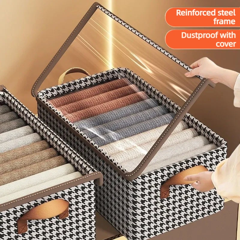 Wardrobe with Dust Cover, Foldable Large Storage Box, Household Multifunctional Folding Clothes Classification Storage Basket