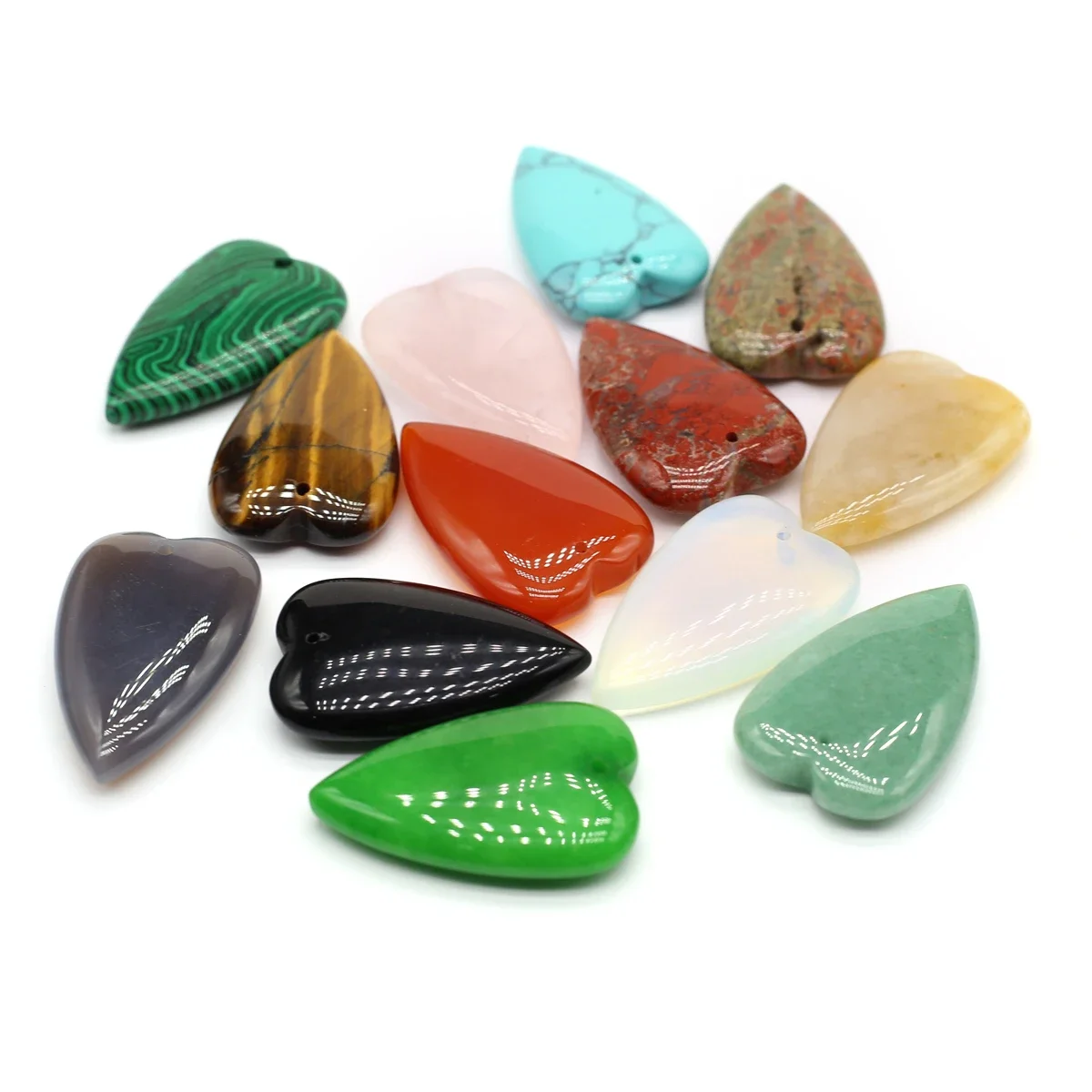 1pc 25x40mm Heart Crystal Pendant Natural Stone Rose Quartz Charms for Jewelry Making Supplies DIY Necklace Earrings Accessories