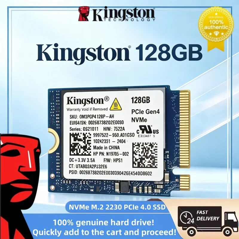 Kingston OEM Package 128GB M.2 2230 NVMe PCIe 4.0 SSD Internal Solid State Drive For Laptop Mini PC