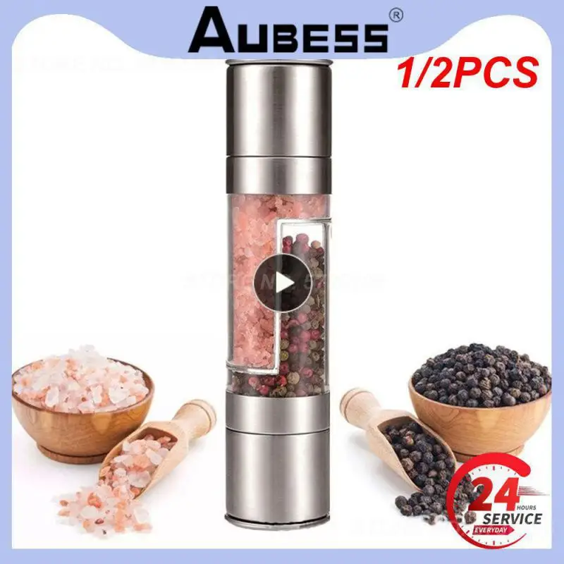 1/2PCS Manual Salt Pepper Grinder Convenient Easy To Use Grinding Bottle 260 Grams Seasoning Grinder Pepper Mill Grinder