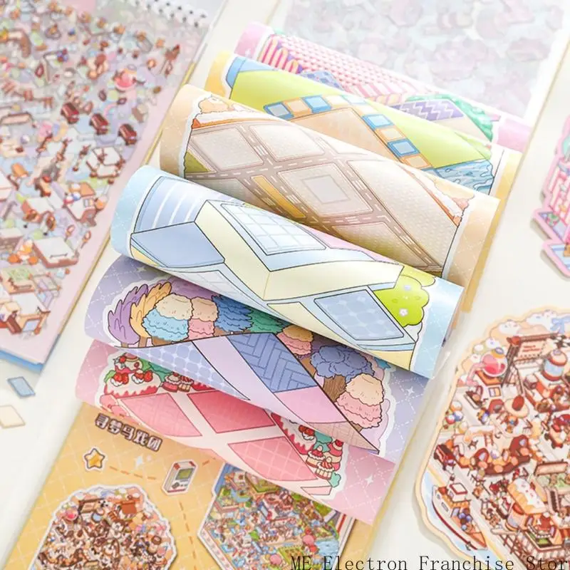 Pegatina escena en miniatura T5EA Pegatina escena cabina simulada en miniatura para álbumes recortes