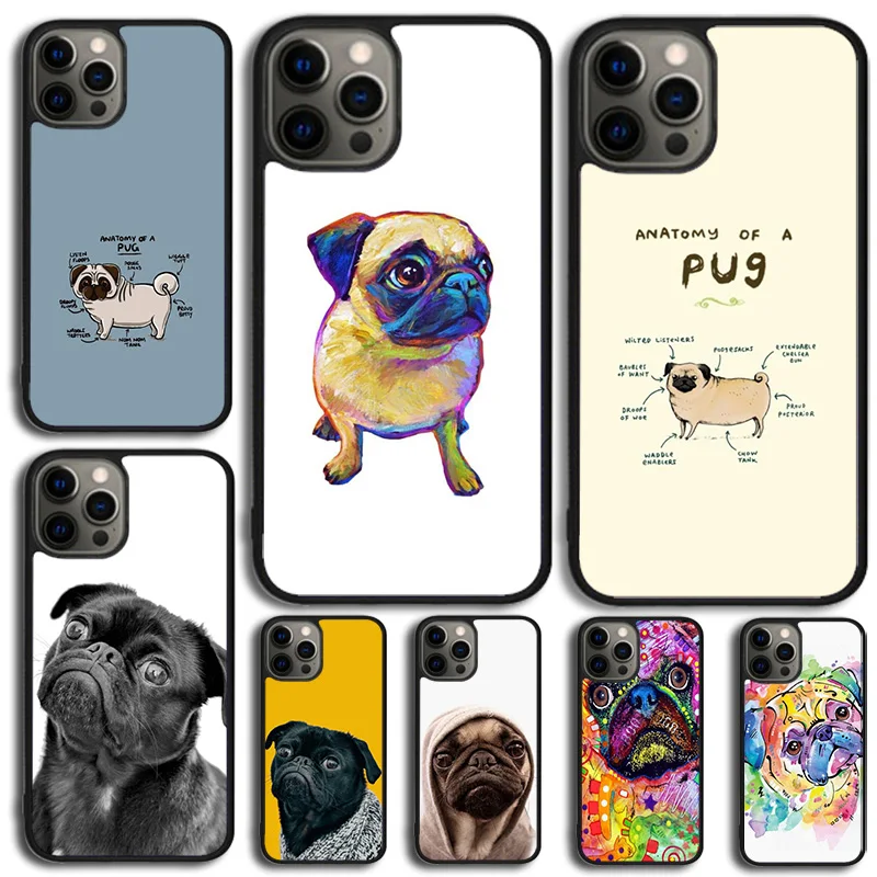 Cute Pug Dog Phone Case Cover For iPhone 15 16 14 XR XS 11 12 13 Mini Pro MAX Plus