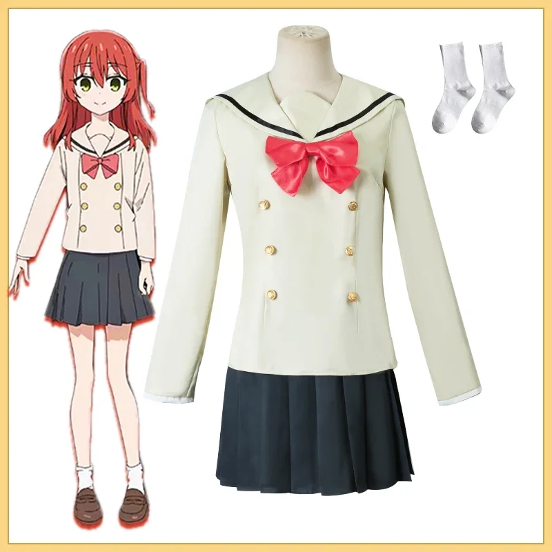 Anime Bocchi The Rock Cosplay Costume Gotoh Hitori Jk Skirt Maid Dress School Uniform Hoodie Wig Pink Halloween Christmas Gift