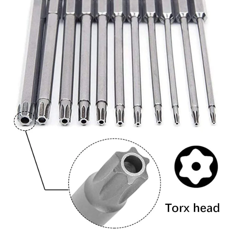 11 PCS  Torx Security Bit Set S2 Steel Magnetic Security Screwdriver Set 50/100mm Star Screwdriver Set for Shark Vacuum T6-T40