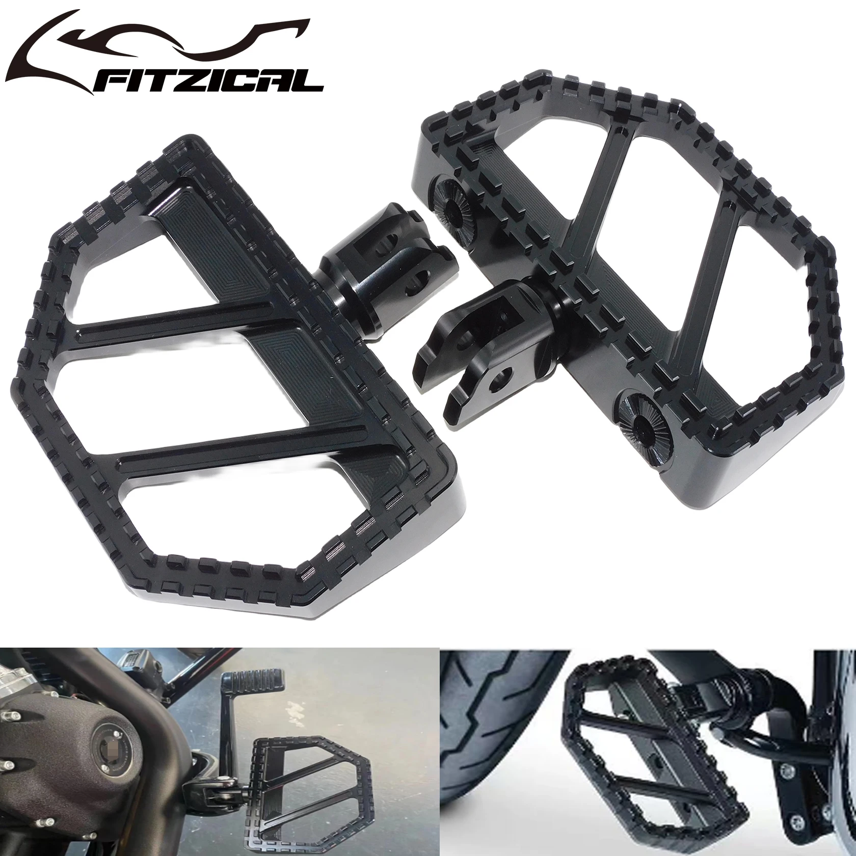 Motorcycle Front Foot Pegs Black Floorboards Pedal Footrest For Harley Softail Breakout FXLRS Low Rider Fat Boy FXBRS 2018-2023 