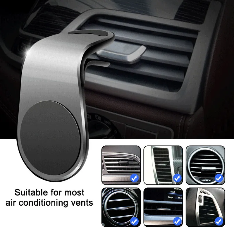 Mini Magnetic L-Type Phone Holder Air Vent Magnet Car Mount GPS Car Bracket for iPhone Samsung Xiaomi
