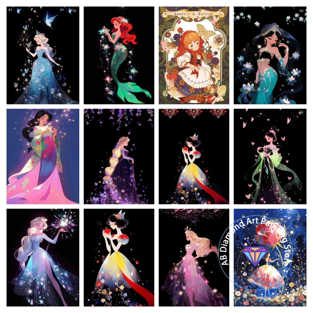 

Fairy Tale Sparkling Princess AB Diamond Painting Kit 5D DIY Diamond Embroidery Cross Handmade Art Gift Crafts Home Decoration