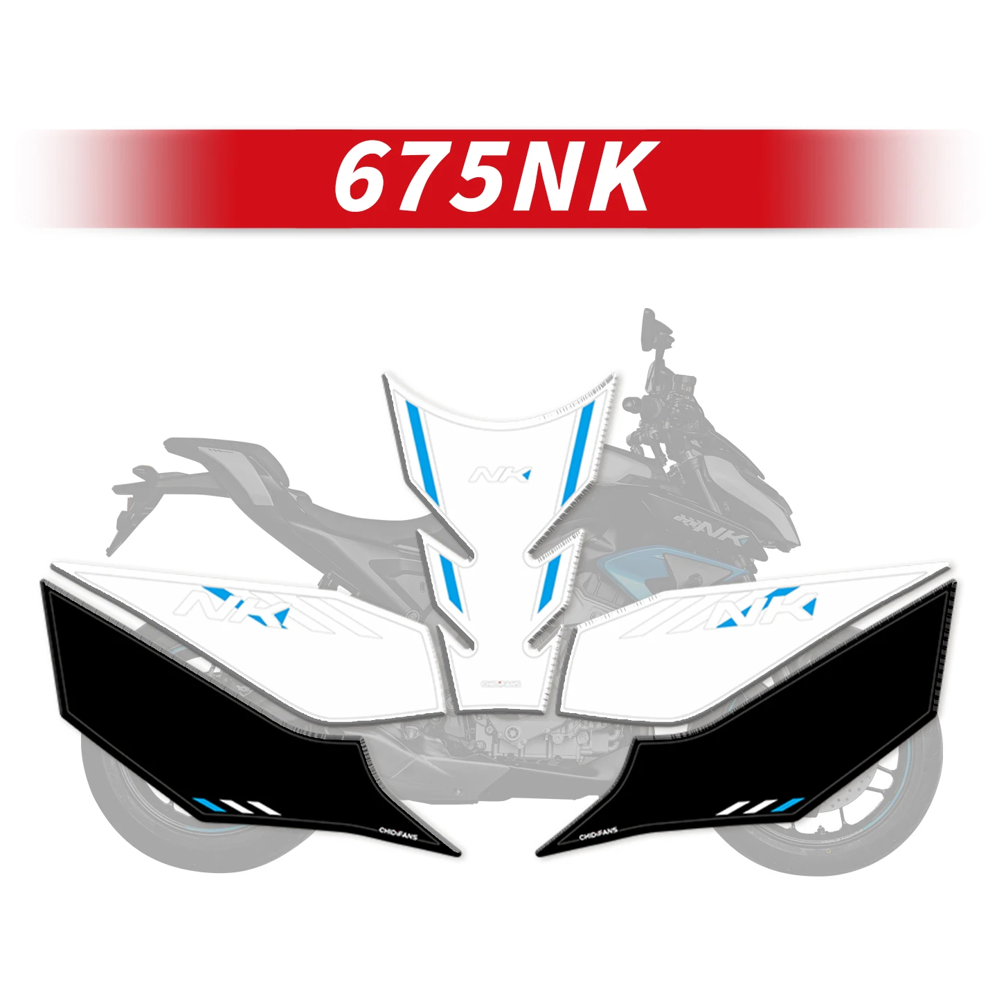 

For CFMOTO 675NK Motorcycle Rubber Fuel Tank Decoration And Protection Stickers Pad Bike Colorful Decals Can Choose Style
