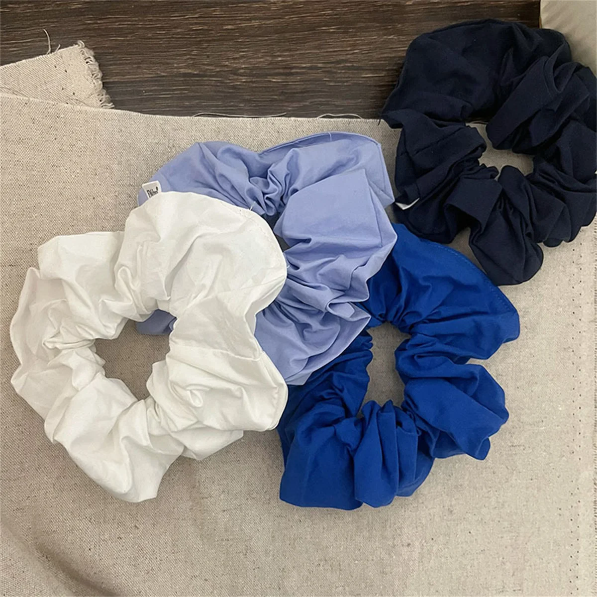 New Scrunchies Plain Color Blue Color Large Size Hair Tie Sweet Elegant Elastic Hair Band Women Hair Accessories