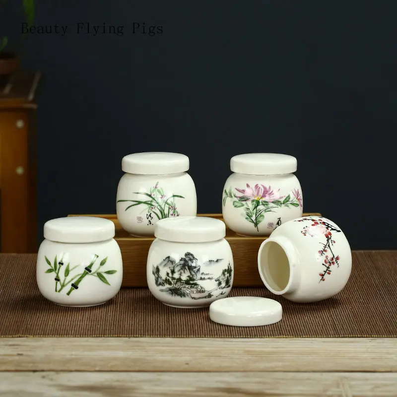 6.2x6.3cm Ceramic sealed tank ointment and cream tank lotion bottle pill tea storage tank sugar coffee tea containers