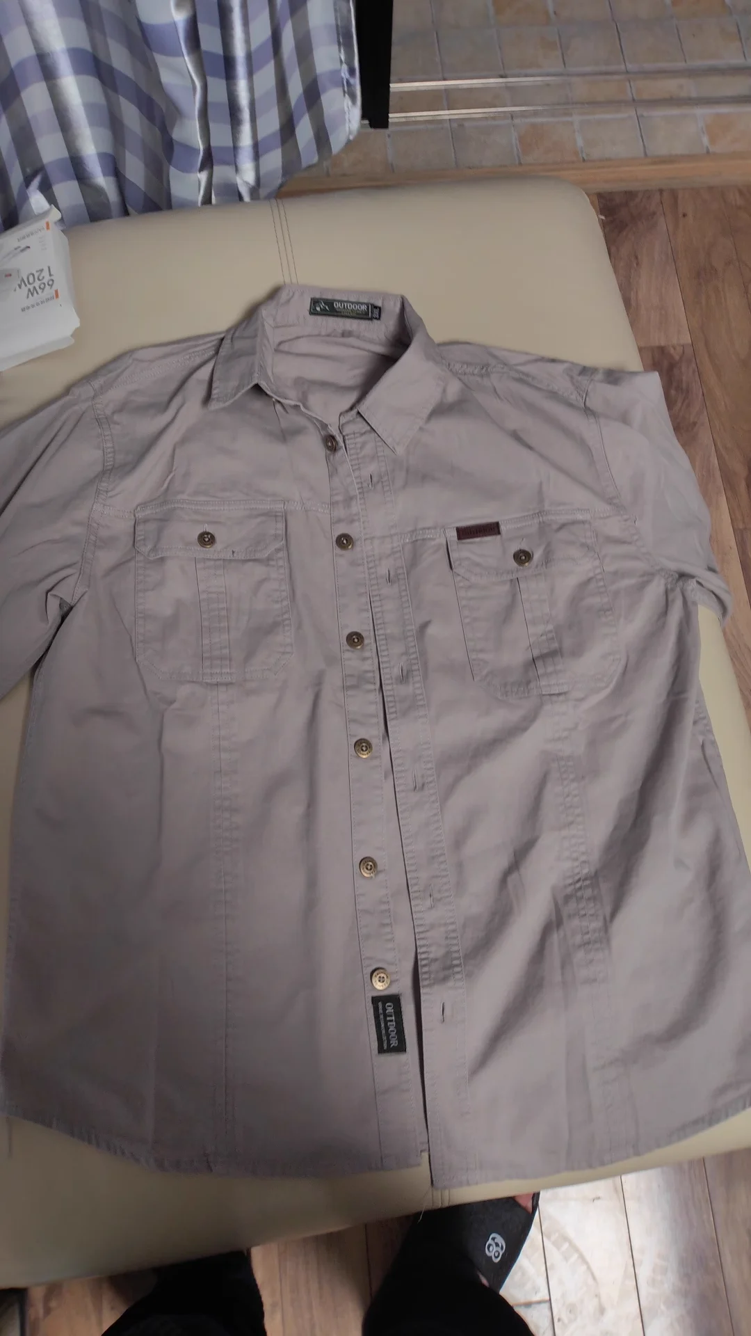 Men’s Workwear Casual Long Sleeve Shirt – Loose Fit Utility Pocket Button-Up Military-Style Cotton Shirt for Outdoor and Sport
