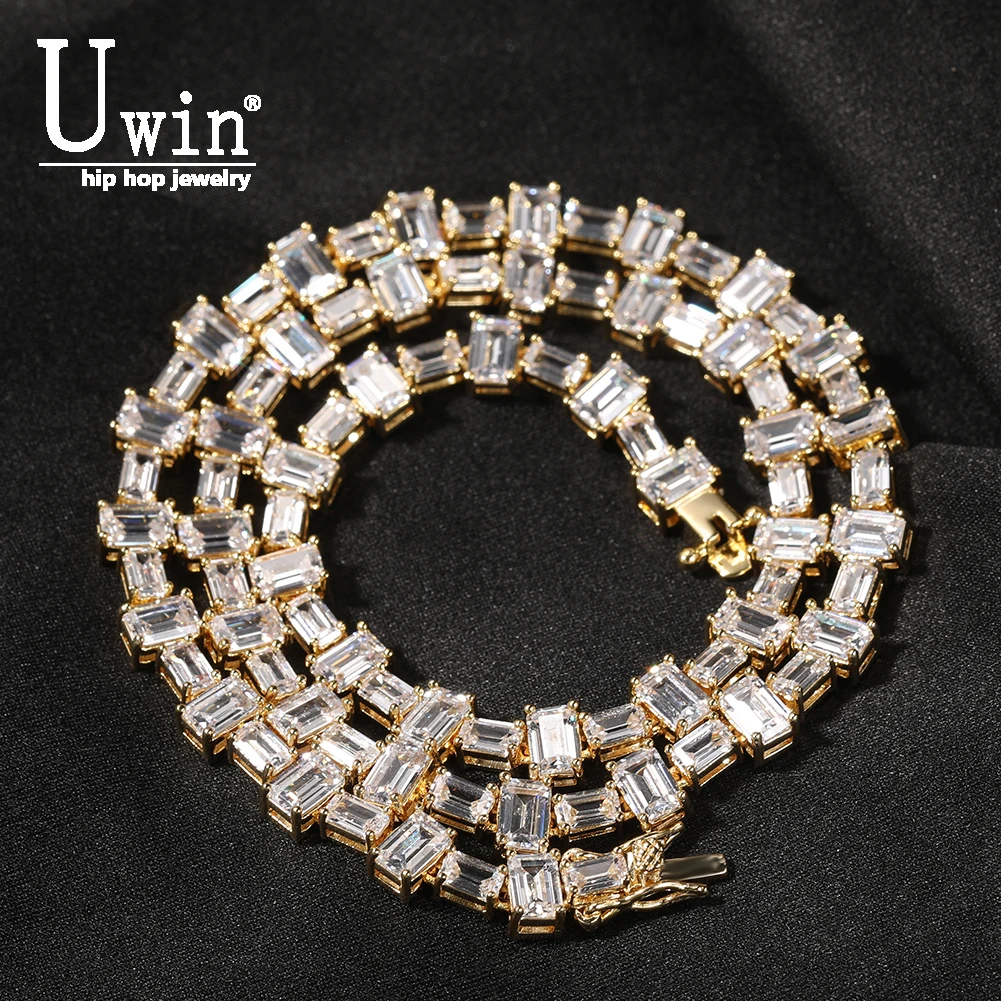 

UWIN Baguette Chain Tennis Chain Cubic Zirconia Necklace 6.5mm Necklaces Micro Fashion Hip Hop Jewelry