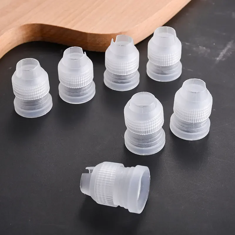 5pcs/10pcs Thicken Piping Bag Plastic Decorating Mouth Converter Pastry Tips Connector Nozzle Sets Kitchen Supplies Cooking Tool