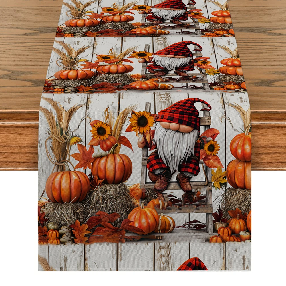 

Dwarf Pumpkin Sunflower Board Table Runners Dresser Decor for Kitchen Holiday Party Table Runner Washable Dining Long Cloth