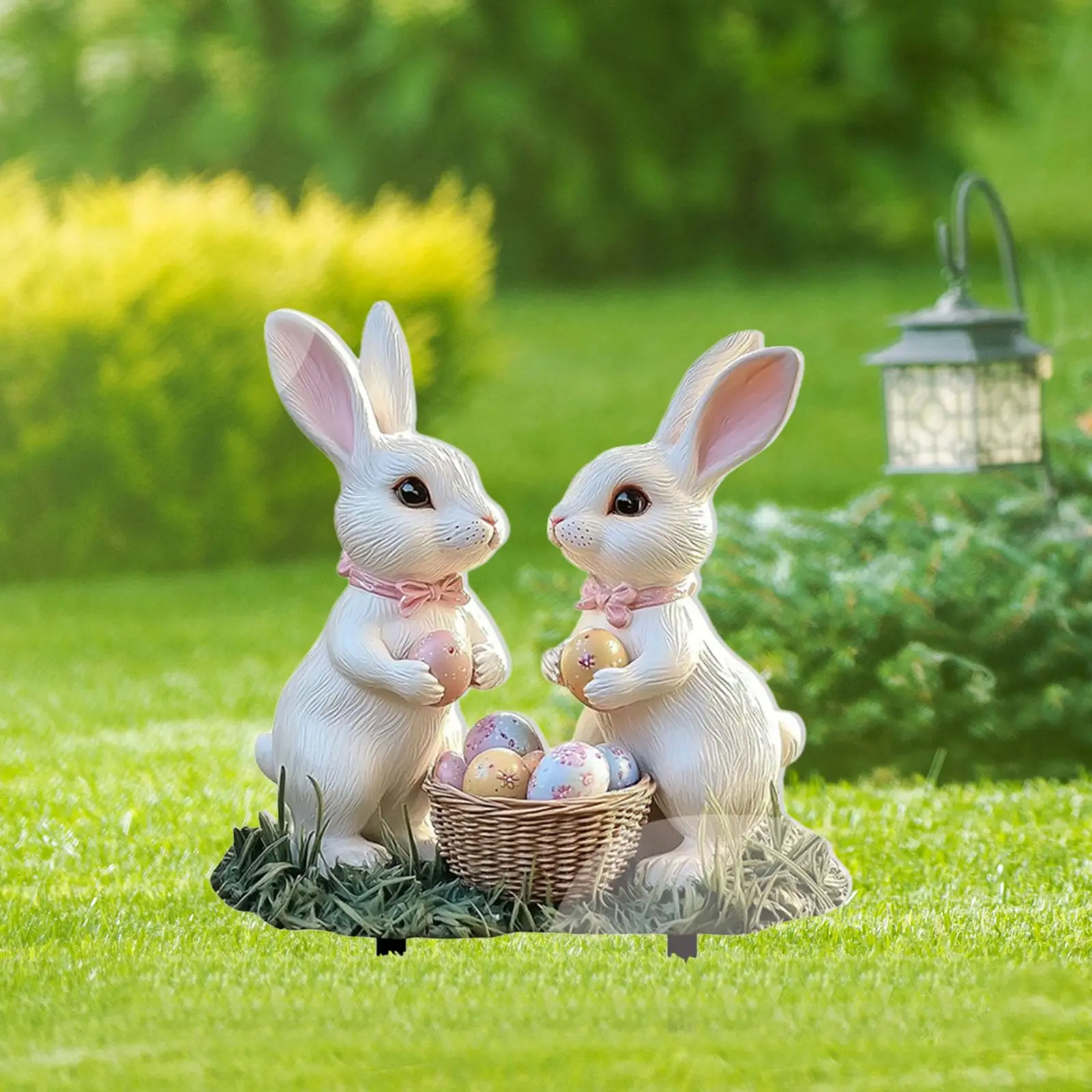 Easter Bunny Garden Stake 2D Acrylic Sign Micro Landscape Housewarmings Gift Plant Pot Decoration for Courtyard Patio Balcony