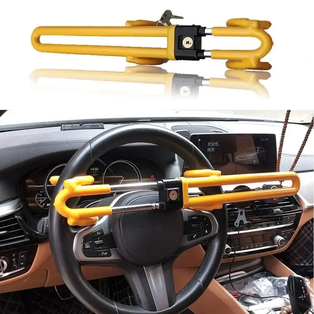 Portable Car Steering Wheel Brake Lock Universal Security Vehicle Anti-Theft Security Lock Heavy Duty Adjustable Length