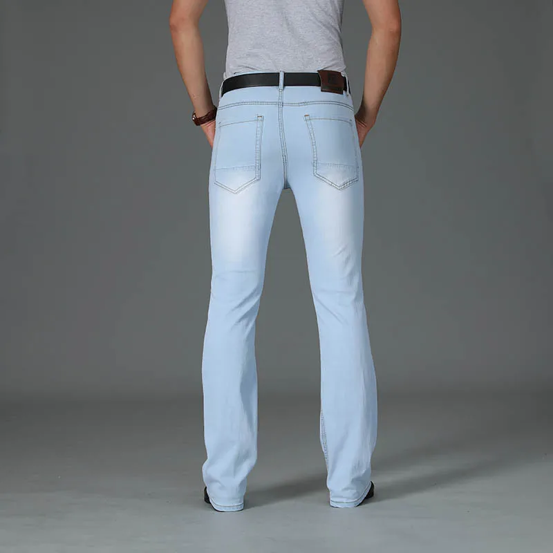 Men's Boot Cut Leg Flared Jeans High Waist Male Designer Classic Denim Jeans Summer Thin Micro Flared Jeans