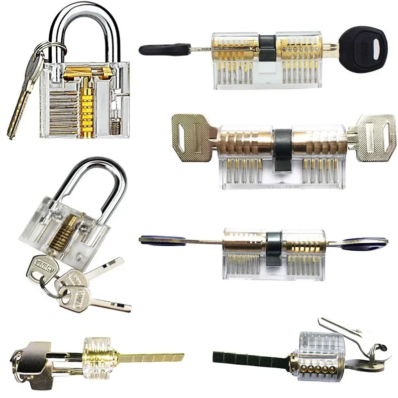 multi-pal Transparent locks Practice Locksmith Training Tools Visible Lock Pick Sets