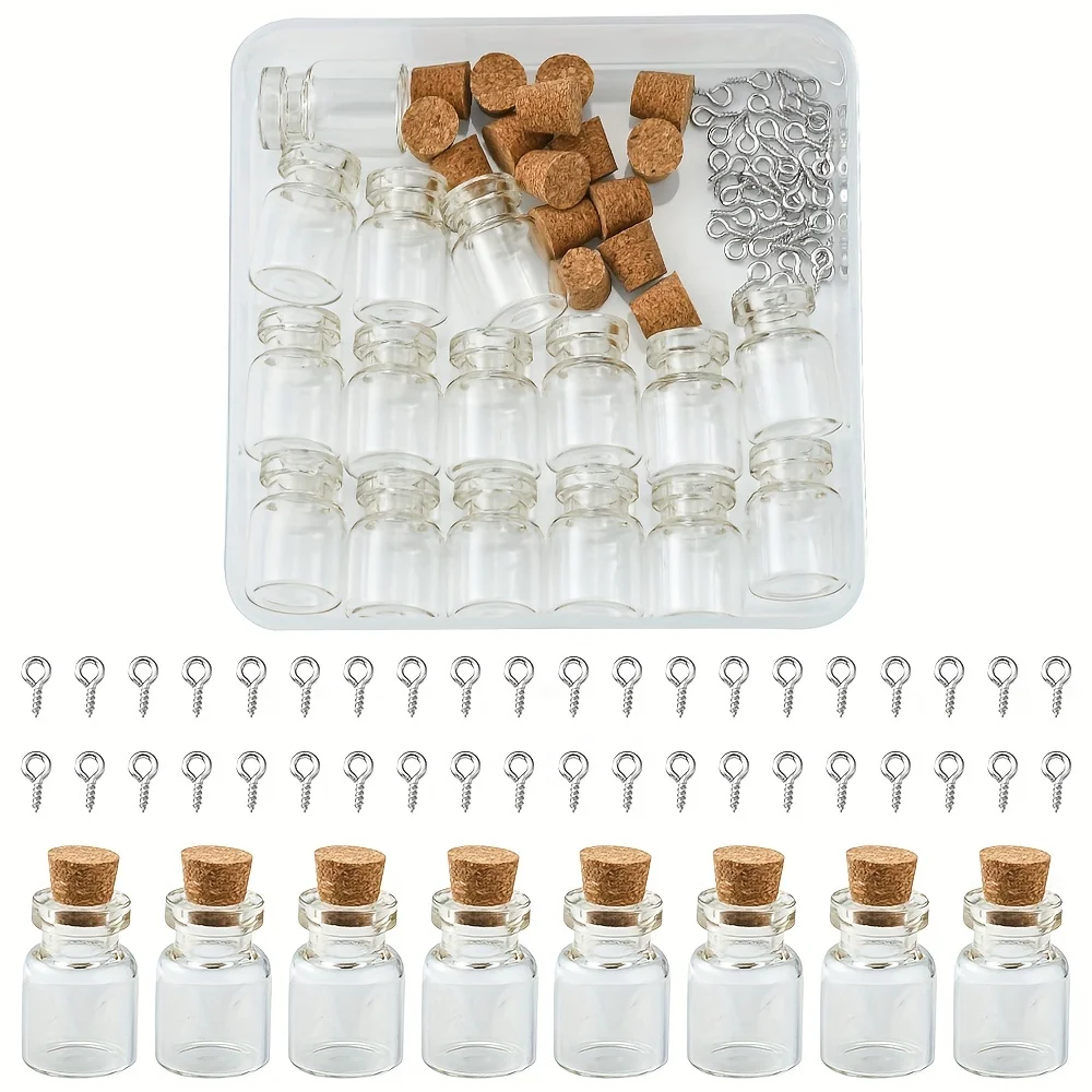 High Definition Borosilicate Glass Wishing Bottle DIY Creative Mini Glass Bottle Pendant&Cork Set Used for Store Candy&Necklace