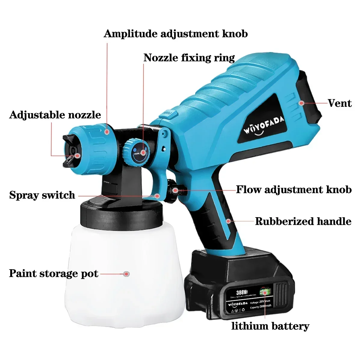 1000ml Blue Cordless Electric Spray Gun Household Disinfection Sterilization Portable Paint Sprayer For Makita 18V Battery