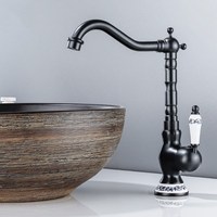 Black Oil Rubbed Brass Bathroom Kitchen Basin Sink Faucet Mixer Tap Swivel Spout Single Handle One Hole Deck Mounted msf914