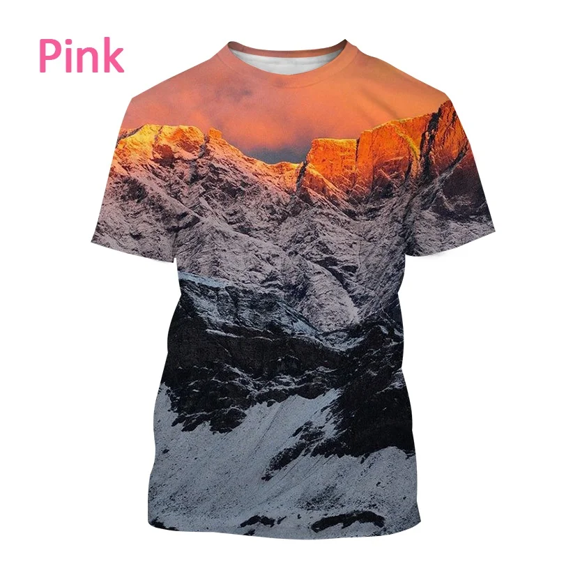 New Snow Mountain 3D Printing Short-sleeved Breathable T shirt Men and Women Natural Landscape Pattern Streetwear Tops