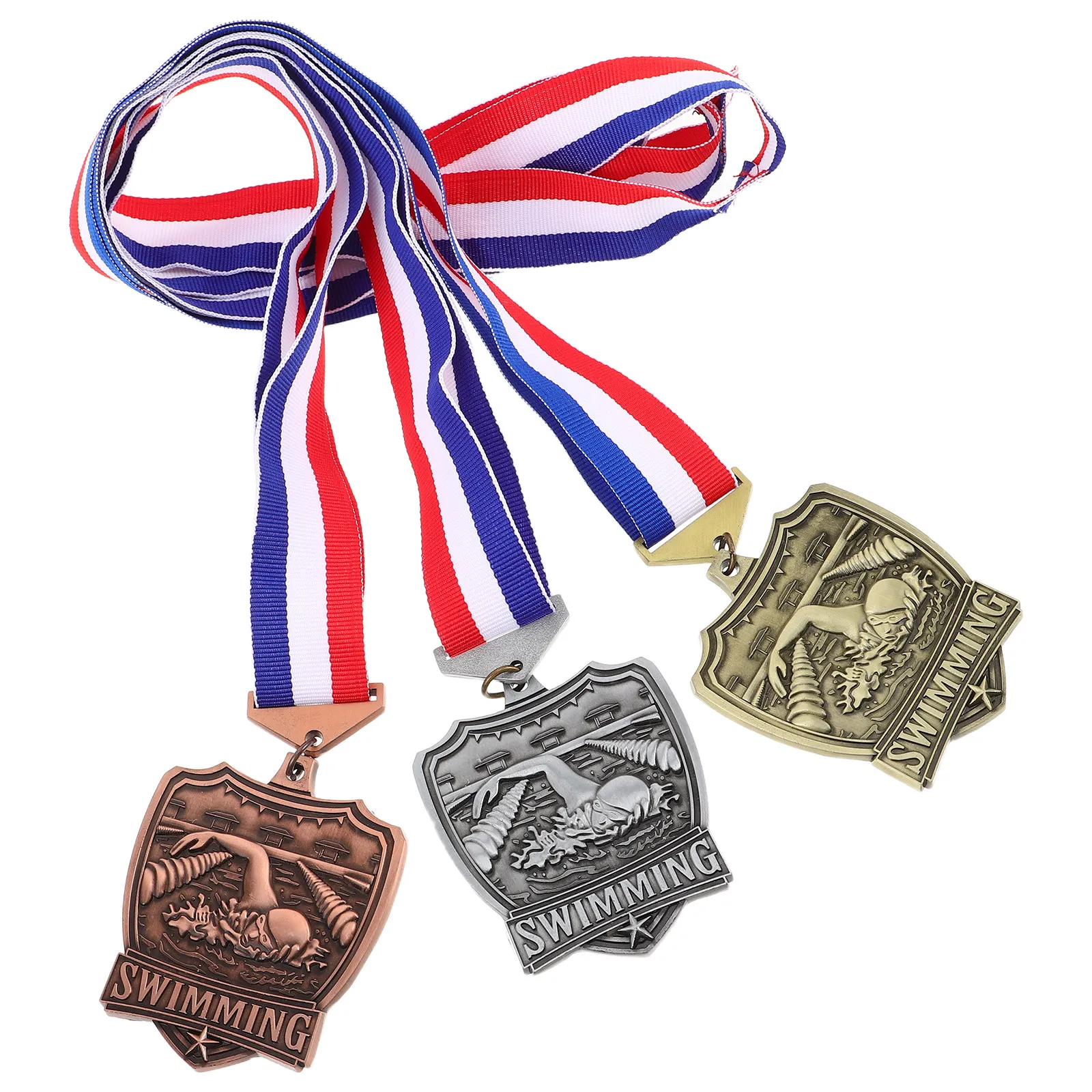 

Набор из 3 медалей за достижения в плавании, премиум-класса, из цинкового сплава, в винтажном стиле, награды для участников турниров, памятный сувенир