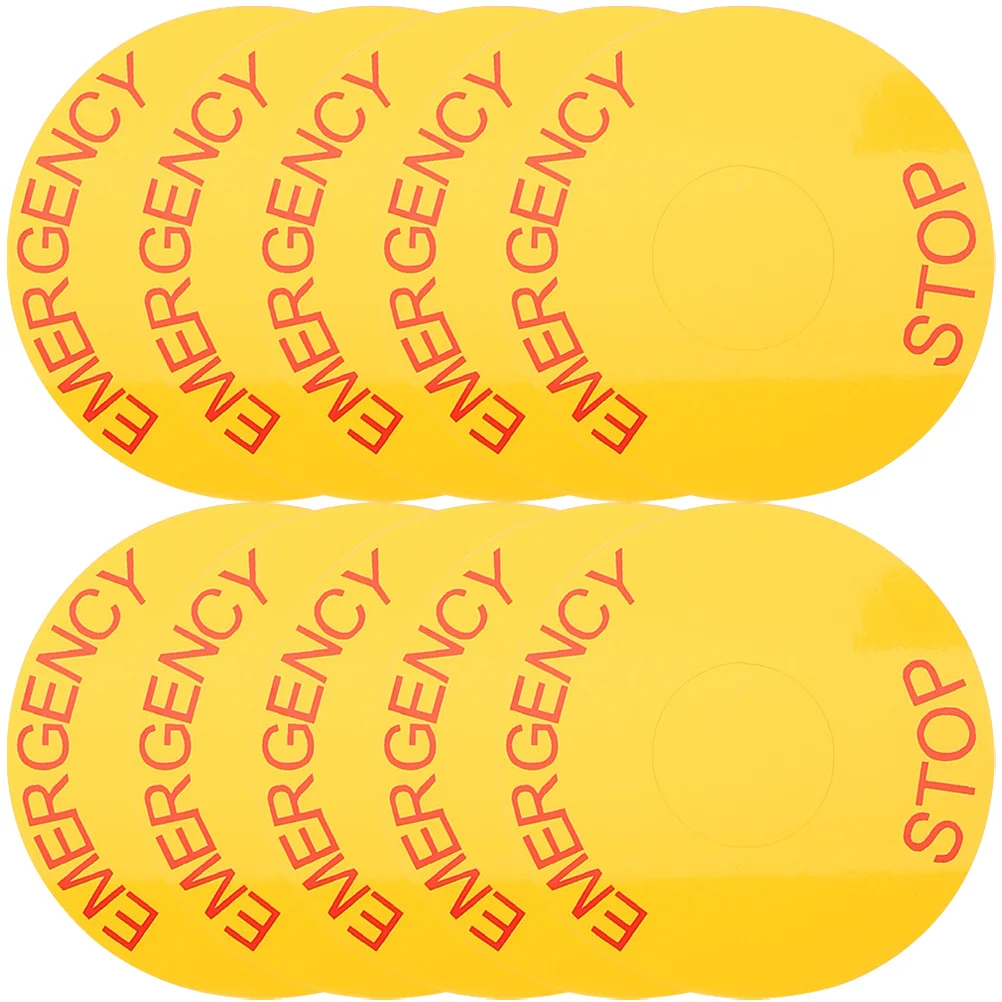 10 Pcs Emergency Stop Label Decals Equipment for Sticker Caution Stickers Signs PVC Shut-off