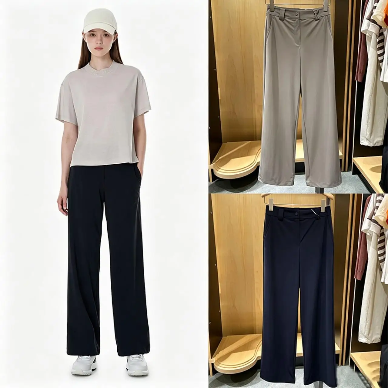 2026 Ladies Solid Golf Wide Leg Trousers Autumn New Side Pockets Straight‑Leg Casual Sports Golf Pants