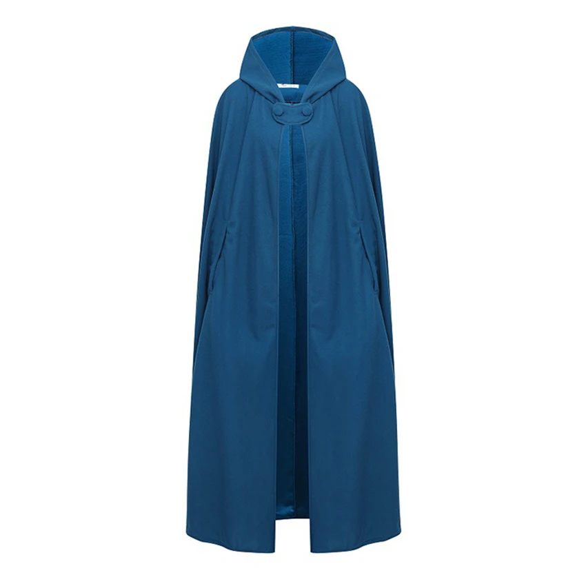 European and American Retro Hooded Lengthened Loose Cape Medieval Stage Performance Men Women Solid Color Cloak