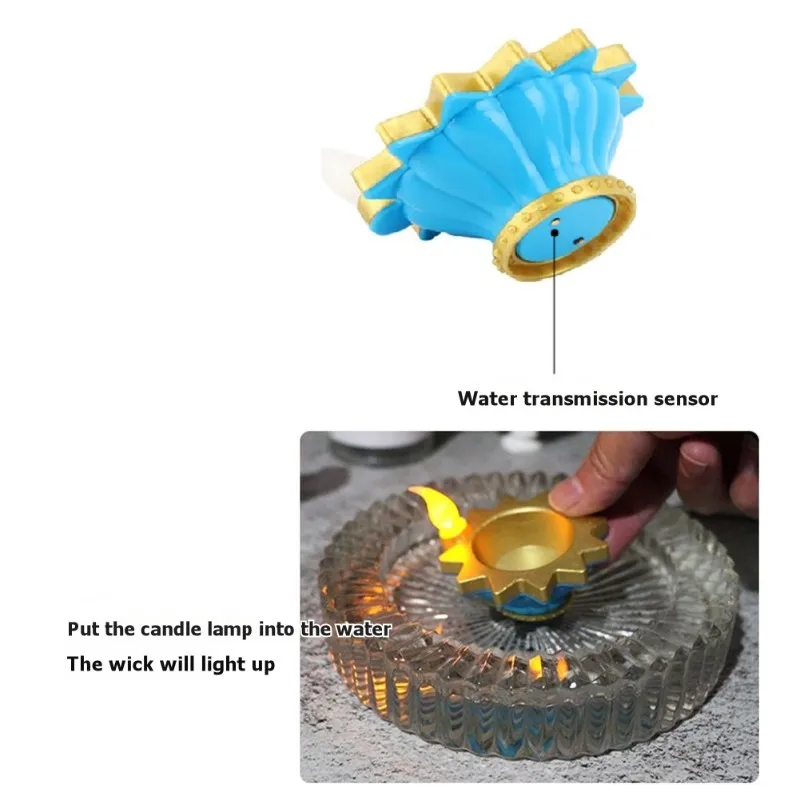 A03F-Waterproof Diya 12Pcs LED Candle Floating Oil Lamp-Water-Activated-Indian Style For Home Decor